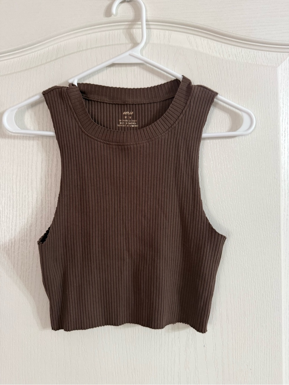 Aerie Women’s Brown Ribbed Crop Top Sz M. MY-50